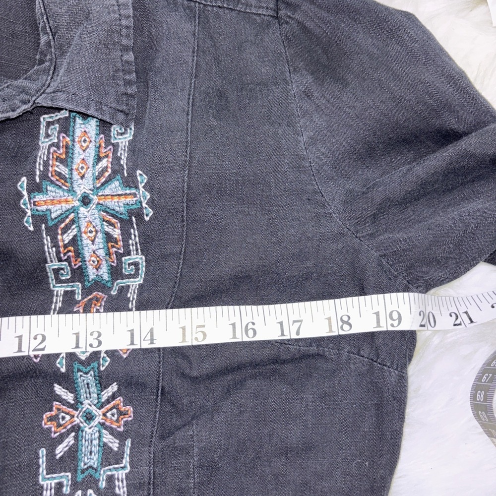 WRANGLER‎ Retro Punchy Embroidered Black Cowgirl Denim Shirt Womens Small - Picture 7 of 8